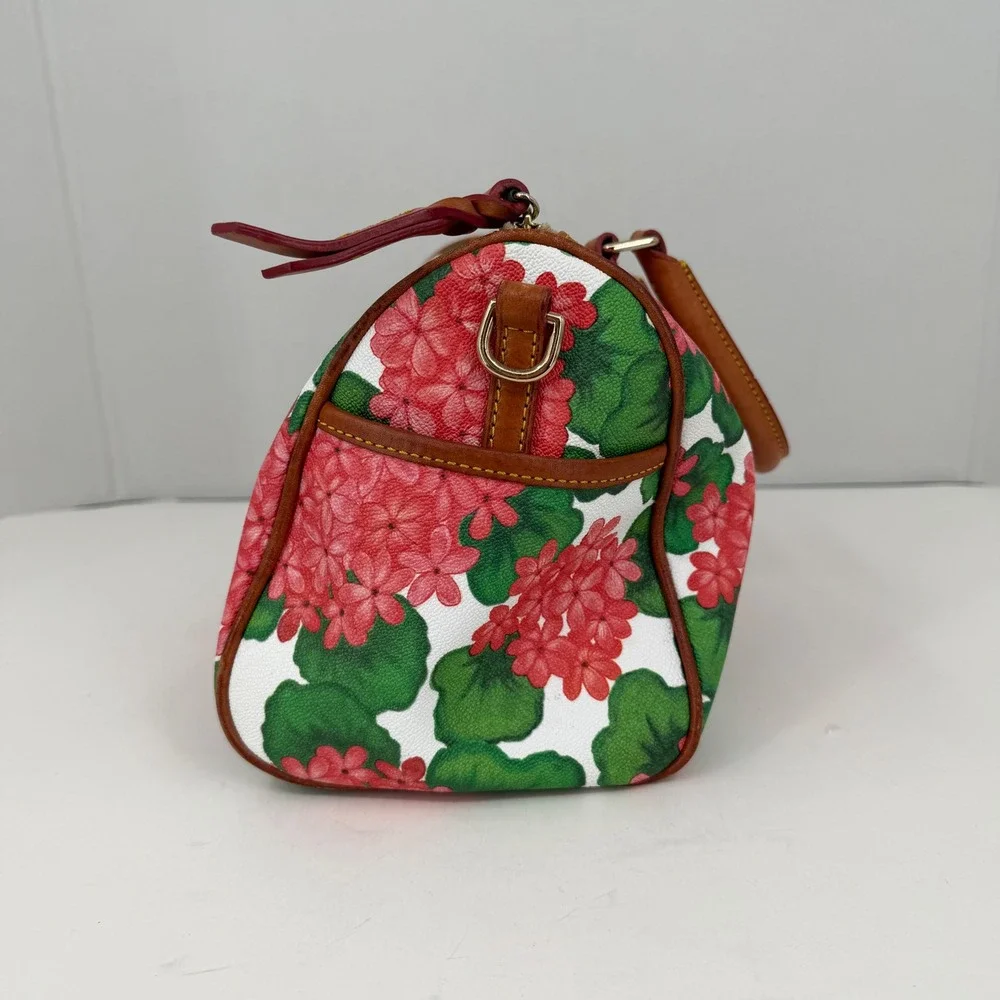 Dooney & Bourke Geranium Floral Satchel Bag Coated Canvas FLAWS
